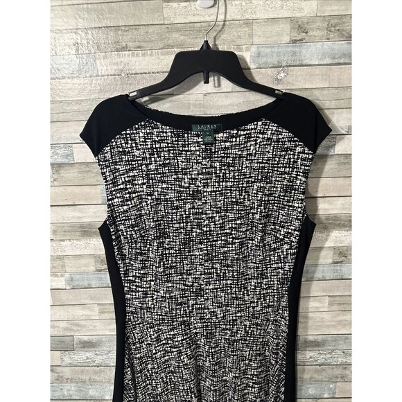 Women’s Lauren Ralph Lauren Sleeveless Dress Black White Plus Size 14 - Picture 6 of 16